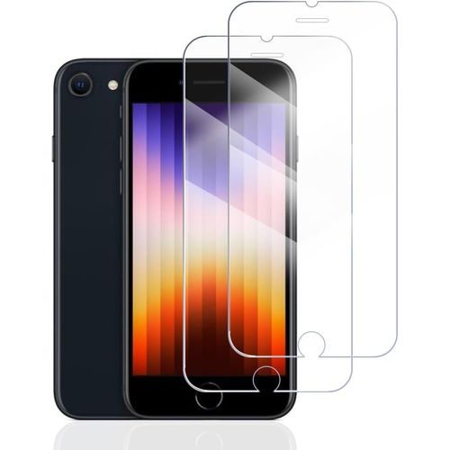 Kal-Verre Trempé Pour Iphone Se (2020), 2 Pièces De Protection D'écran Dureté 9h Vitre, Transparent Hd, Sans Bulles Film Protection Écran