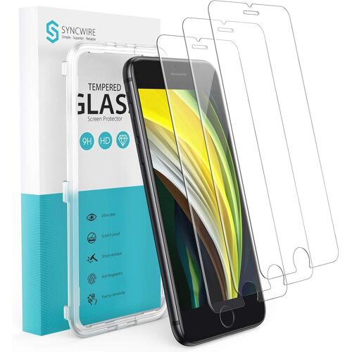 KALANKA-Syncwire Verre Trempé pour iPhone SE 2020 (4.7"") [Lot de 3] avec Cadre d'installation et Kits, Film Protection Ecran Vitre HD Dureté 9H, sans Bulles, 3D-Touch, Incassable pour iPhone SE 2020
