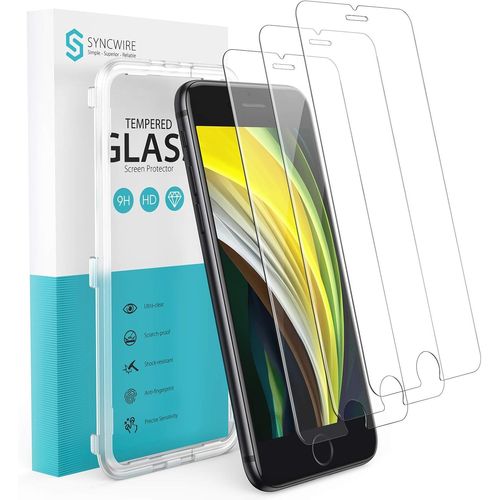 Kal-Verre Trempé Pour Iphone Se 2020 (4.7"") [Lot De 3] Avec Cadre D'installation Et Kits, Film Protection Ecran Vitre Hd Dureté 9h, Sans Bulles, 3d-Touch, Incassable Pour Iphone Se 2020