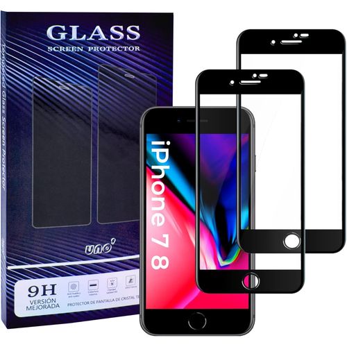 Uno' Lot De 2 Films De Protection D'écran Pour Iphone 7/Iphone 8/Iphone Se Couleur Noire, Verre Trempé Ultra Résistant 9h, Anti-Rayures, Sans Bulles, Anti-Traces De Doigts, Haute Réceptivité, Hd.