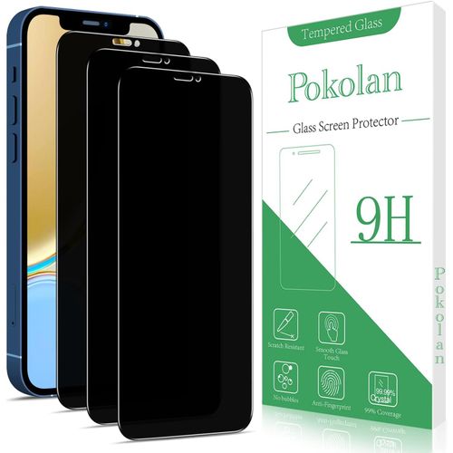 Kal-Lot De 3 Verre Trempé Anti Espion Pour Apple Iphone 12, 12 Pro, Film Protection Écran Confidentialité, Anti-Reflet, Anti-Empreinte, Dureté 9h, Hd Vitre Protecteur