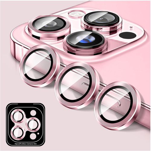 Kal-Protecteur D'objectif D'appareil Photo Pour Iphone 15 Pro/Iphone 15 Pro Max, Protecteur D'écran De Couverture De Caméra En Verre Trempé, Anneaux Individuels En Métal À Alignement Automatique