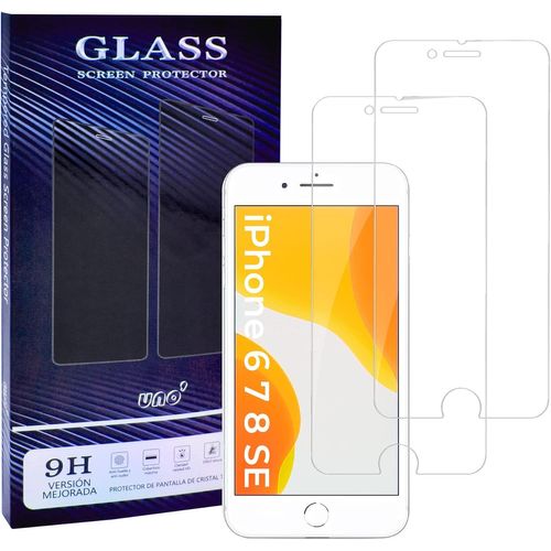 Uno' Lot De 2 Films De Protection D'écran Pour Iphone 6/Iphone 7/Iphone 8/Iphone Se En Verre Trempé Ultra Résistant 9h, Anti-Rayures, Sans Bulles, Anti-Traces De Doigts, Haute Réceptivité, Hd.
