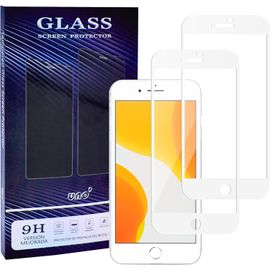 Uno' Lot De 2 Films De Protection D'écran Pour Iphone 7/Iphone 8/Iphone Secolor Blanc, Verre Trempé Ultra Résistant 9h, Anti-Rayures, Anti-Traces De Doigts, Haute Réceptivité, Définition Hd.