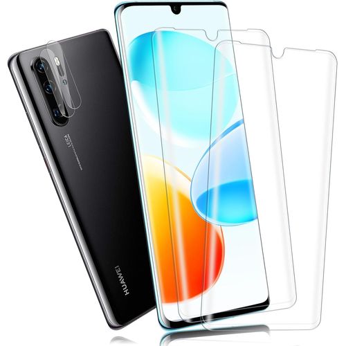 CAUC-Verre Tremp¿¿ pour Huawei P30 Pro, 2+2 pi¿¿ces 9H Duret¿¿ Haute Sensibilit¿¿ protection ¿¿cran+Cam¿¿ra Arri¿¿re, Ultra HD 3D plein ¿¿cran vitre protection, Sans Bulles Huawei P30 Pro Film Protec