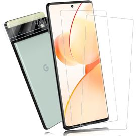 Kal-Verre Trempé Pour Google Pixel 6, 2+2 Pièces 9h Dureté Haute Sensibilité Protection Écran+Caméra Arrière, Ultra Hd 3d Plein Écran Vitre Protection, Sans Bulles Google Pixel 6 Film Protection