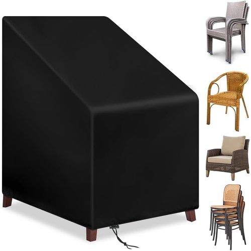 Letnerny-Housse Cha De Jardin, 65 * 65 * 120cm Housse Protection Pour Fauteuil Exterieur Jardin 210d Housse De Cha Imperm¿¿Able Empilable En Tissu Oxford, Anti-Uv Avec Sac De Rangement, Noir