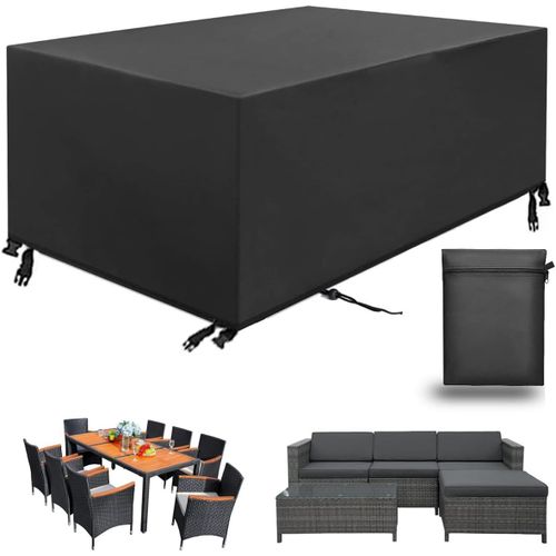 Spwa-Housse Salon De Jardin, Housse De Table Jardin Rectangulaire, Couverture De Protection Meubles Bâche Salon De Jardin Imperméable Anti-Uv, Bache Table Exterieur (Schwarz, 170*94*70cm 420d)
