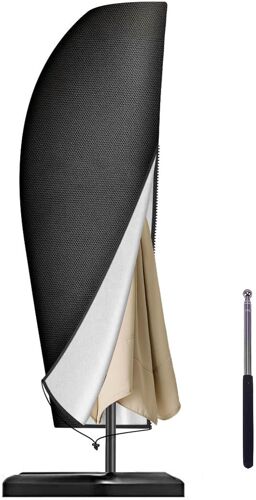 Housse Parasol Déporté, Housse De Protection En Tissu Oxford, Coupe-Vent, Anti-Uv, Résistante Aux Déchirures Avec Tige Télescopique Et Fermeture Éclair (280x30/81/45 Cm)