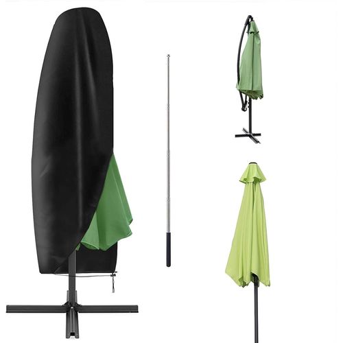 Housse De Parasol, Couverture De Parasol Déporté 2-3m Imperméable Housse De Protection Pour Parasol Déporté De Jardin Noir Couverture De Parasol Avec Une Tige, 265 X 30 X 80/46 Cm