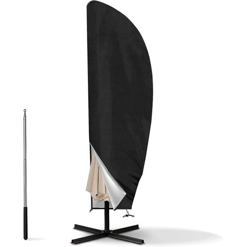Housse De Parasol Pour Extérieur, Imperméable, Coupe-Vent, Anti-Uv, Résistant Aux Déchirures, Avec Fermeture Éclair, Grande Housse De Parasol En Porte-À-Faux 205 X 25/57/48 Cm¿Noir