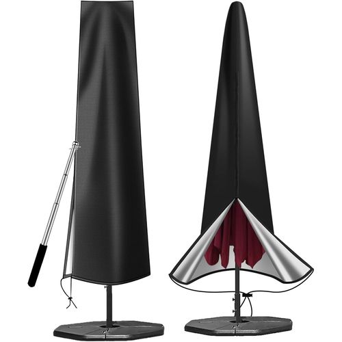 Housse De Parasol Imperméable En Tissu Oxford 600d Avec Fermeture Éclair (190 X 30 X 50 Cm), Pour Parasol D'extérieur De Jardin De 2 M, 2,2 M, 2,3 M, 2,4 M, 2,5 M, 2,7 M, 2,8 M, 3 M (Noir)