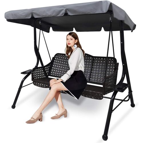Ulteronixshop-Housse de rechange pour balancelle de jardin 3 places, imperméable, coupe-vent, anti-UV, résistante aux déchirures (gris, taille S : 164 cm x 114 cm x 15 cm)