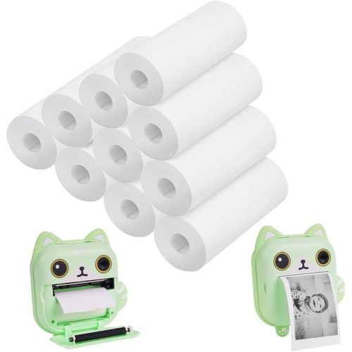 Recharges Appareil Photo,Lot de 10 Rouleaux de Papier d'impression Instantanées pour Appareil Photo Enfant,Papier Thermique,5,7 cm x 5 m par Rouleau