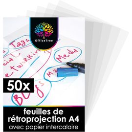 LETNERNY-50 X Feuilles Transparente Pour R¿¿troprojecteur A4 - Feuille Transparente Imprimable - Pour Pr¿¿sentations Et Dossiers