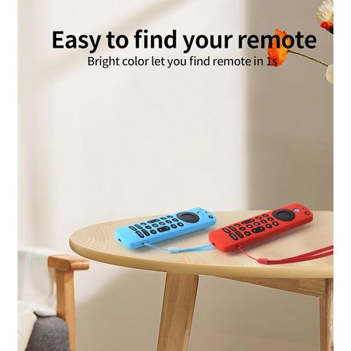 KALANKA-Protection télécommande Fire TV Stick Coque Fire TV Stick Silicone Et Lumineux Compatible avec Fire TV Stick 4K /4K Max Alexa télécommande vocale (3e génération 2021) 2 pièces - (Bleu et Ver