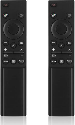 Lot de 2 télécommandes de rechange pour télécommande Samsung avec Netflix, Prime Video, Sumgsung TV Plus bouton compatible avec tous les téléviseurs Samsung LED QLED UHD Frame Solar 4K 8K Smart TV