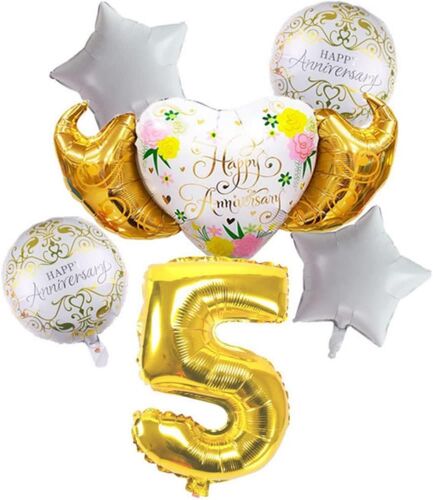 SJZG-Ballons Anniversaire 5 Ans - Happy Anniversary Set