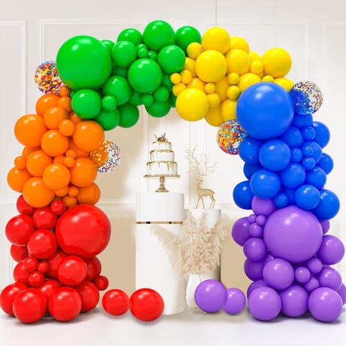 Ballon Multicolore, 130 Pièces Kit Arche Ballon Arc-En-Ciel, 18 12 10 5 Pouce Guirlande Ballons De Baudruche Couleurs Assorties, Ballons Anniversaire Mariage Filles Garçons Décorations