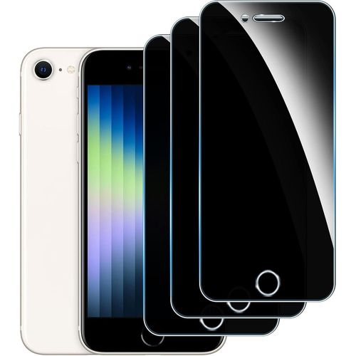 Kal-[3 Pièces] Anti-Espion Verre Trempé Pour Iphone Se 2022/2020, Protecteur D'écran De Confidentialité, 9h Dureté Film Protecteur Vitre, Anti-Empreintes, Sans Bulles,Anti-Rayures,