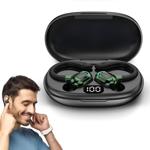 Oreillettes Sans Fil Bluetooth 5.2 ¿ Universels, Tour D¿Oreille 360°, Micro Intégré, 20h Lecture, Batterie 70mah, Chargeur Type-C 300mah, Son 8d Stéréo, Charge Ultra Rapide(Noir)
