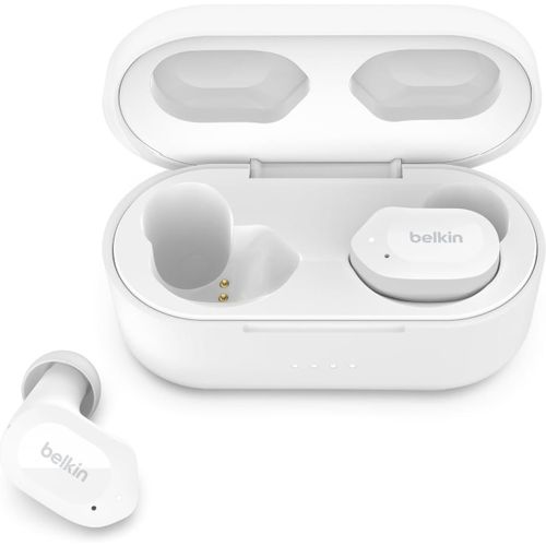 SUBZONAL-Belkin Écouteurs sans fil SOUNDFORM Play (3 préréglages, certification IPX5 pour la résistance à la sueur et aux éclaboussures, autonomie de 38 heures, pour iPhone, Galaxy, Pixel, etc., blan