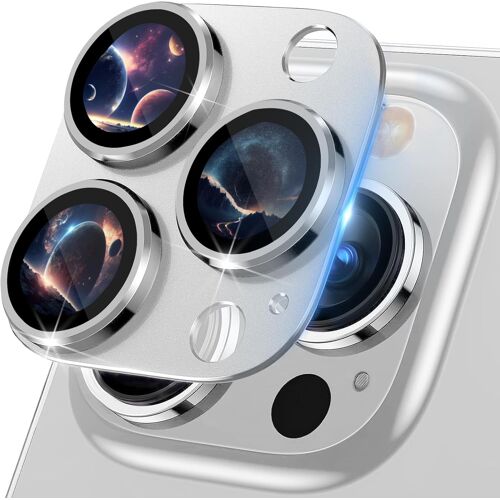 KAL-Caméra Arrière Protecteur Compatible Avec Iphone 16 Pro/Iphone 16 Pro Max, Objectifs Verre Trempé Protection Lentille Aluminium Protecteurs D`Objectif Pour Iphone 16 Pro/16 Pro Max, Argent