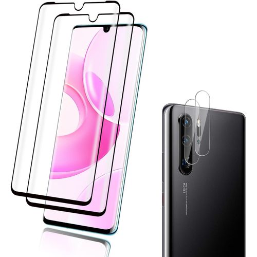 CAUC-2+2 Pièces Verre trempé pour Huawei P30 Pro protection écran, 9H Dureté Anti Rayures Ecran Verre + Caméra Arrière Verre, 3D Ultra HD Haute Sensibilité pour Huawei P30 Pro Vitre Protection