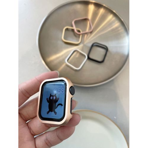 Convient Pour Apple Watch 7, Coque De Protection Apple Watch Iwatch 8910 Génération 65, Boîtier En Alliage D'aluminium Se-Or Rose-S10 42 Mm