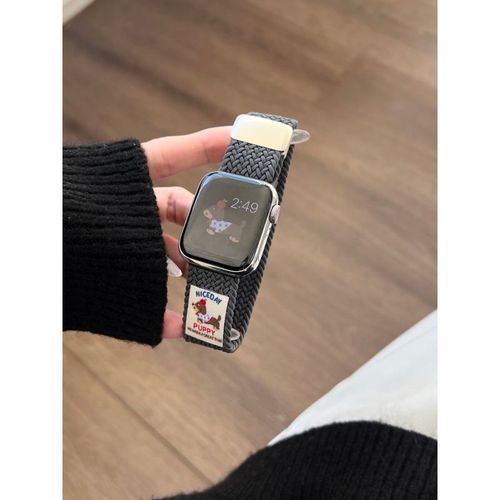 Teckel Adapté À Apple Watch Iwatch10 Bracelet Magnétique Automne Et Hiver Élastique Tressé Applewatch9876-Gris - (1/2/3 Génération 42 Mm)/44/45/49 Mm