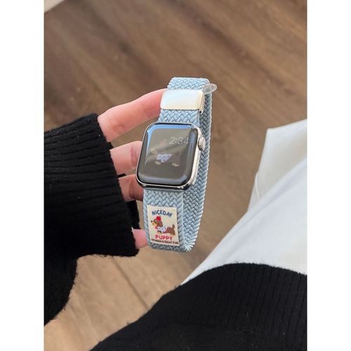 Teckel Adapté À Apple Watch Iwatch10 Bracelet Magnétique Automne Et Hiver Élastique Tressé Applewatch9876-Bleu - (1/2/3 Génération 42 Mm)/44/45/49 Mm