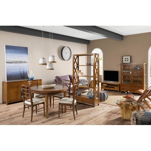 Table À Manger 6/8 Personnes Extensible En Bois Marron L 120-170 Cm