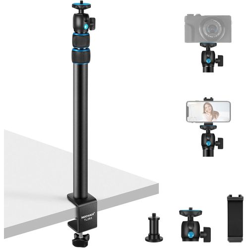 NEEWER Support de table pour appareil photo avec tête sphérique, 17-40 pouces réglable trépied avec vis 1/4" et pince C pour appareil photo reflex numérique, Ring Light, Live Stream, Vlog, charge maxi