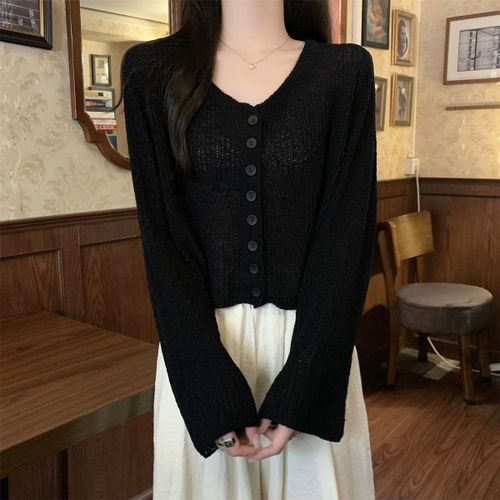 Cardigan D'été À Simple Boutonnage Pour Femme, Haut Ample, Couleur Unie, Protection Solaire Haut De Gamme