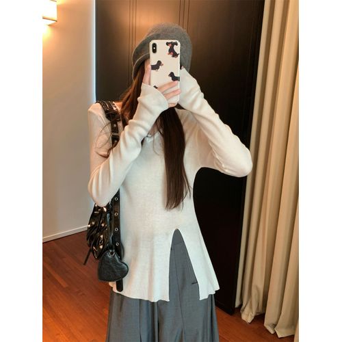 Pull En Laine Tricoté À Col En V Pour Femme, Modèle Slim Fendu, Automne Et Hiver, 6 Pièces