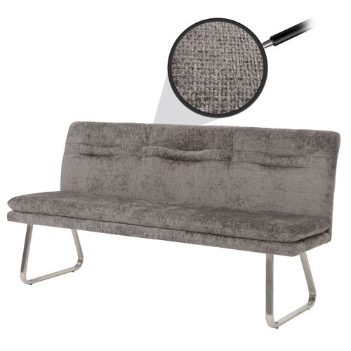 Banquette Hwc-H70, Banquette De Salle À Manger Banquette Rembourrée, Dossier Tissu/Textile Chenille Inox Brossé 180cm   Gris Foncé