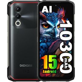 DOOGEE Blade 20 Incassable Android 15 10300 mAh/18W 20 Go + 128 Go / 2 To 4G 6.6" HD 3 Fentes pour Cartes/NFC - Noir