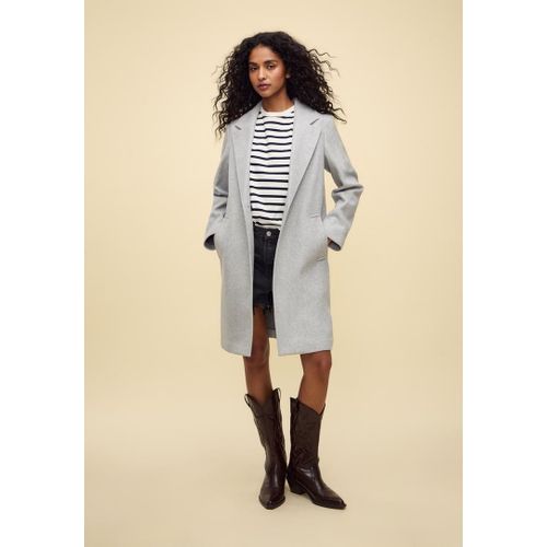 Stradivarius Manteau Midi Bouton Doux Au Toucher Gris Mélangé S