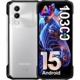 DOOGEE Blade 20 Incassable Android 15 10300 mAh/18W 20 Go + 128 Go / 2 To 4G 6.6" HD 3 Fentes pour Cartes/NFC - Argent