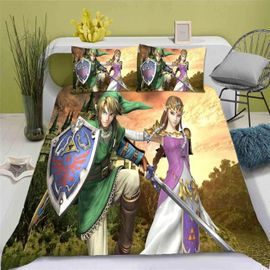 Parure De Lit Avec Housse De Couette Et Imprime Numérique 3d, Motif Dessin Anime The Legend Of Zelda, Pour Jeunes Filles Et Garcon S