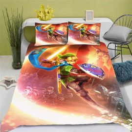 Parure De Lit Avec Housse De Couette Et Imprime Numérique 3d, Motif Dessin Anime The Legend Of Zelda, Pour Jeunes Filles Et Garcon S