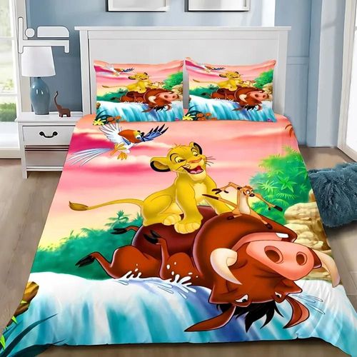 Housse De Couette Taie D'oreiller Parure De Lit Simba Roi Lion Adulte Garcon Fille Chambre Decoration Enfants Cadeau Simple Double Taille
