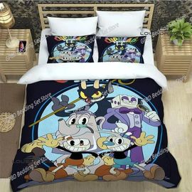 Ensembles De Literie Imprimés De Dessin Anime Cuphead Ensemble De Fournitures De Lit Exquis Ensemble De Housse De Couette Ensemble De Couette Ensemble De Literie Cadeau D'anniversaire De Luxe