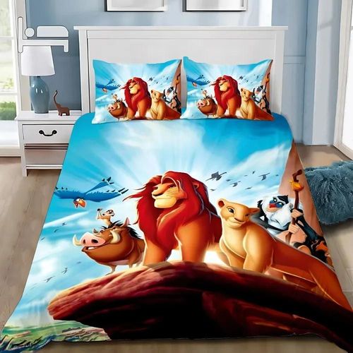Housse De Couette Taie D'oreiller Parure De Lit Simba Roi Lion Adulte Garcon Fille Chambre Decoration Enfants Cadeau Simple Double Taille