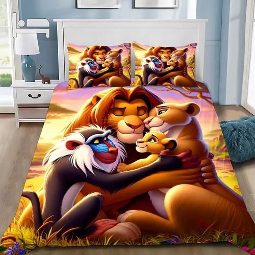Housse De Couette Taie D'oreiller Parure De Lit Simba Roi Lion Adulte Garcon Fille Chambre Decoration Enfants Cadeau Simple Double Taille