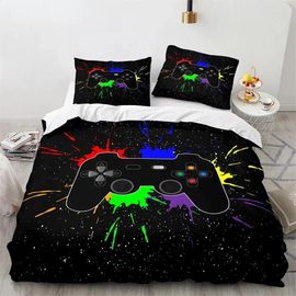 Housse De Couette 3d Noire Avec Poignée De Jeu Pour Enfants, Adolescents, Garcon S, Hommes, Gamer, Decoration De Chambre, Housse De Couette Et Taie D'oreiller