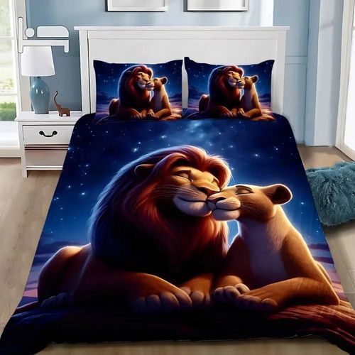 Housse De Couette Taie D'oreiller Parure De Lit Simba Roi Lion Adulte Garcon Fille Chambre Decoration Enfants Cadeau Simple Double Taille