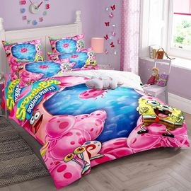 Housse De Couette 3d Patrick Star, Ensemble De Literie En Éponge D'animation, Housse De Couette Squidward, Taie D'oreiller, Ensemble De Lit 2/3 Pieces Pour Enfants Et Adultes