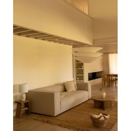 Canapé 3/4 Places En Velours Côtelé Couleur Beige