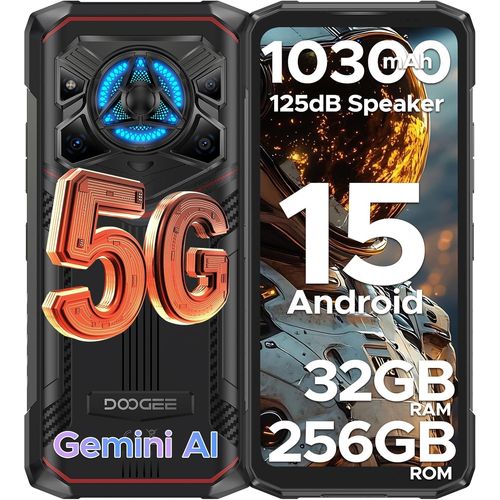 DOOGEE Blade 20 Play Incassable 5G Android 15 32 Go + 256 Go 10300mAh/33W 125dB Speakers Caméra 50MP/WIFI6/NFC/Face ID - Rouge